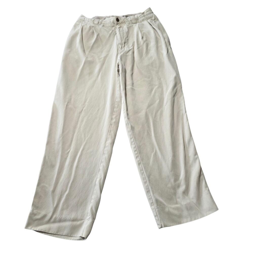 Tommy Bahama 100% Silk Pants Mens 33 Beige Hemmed Let Out to 30”